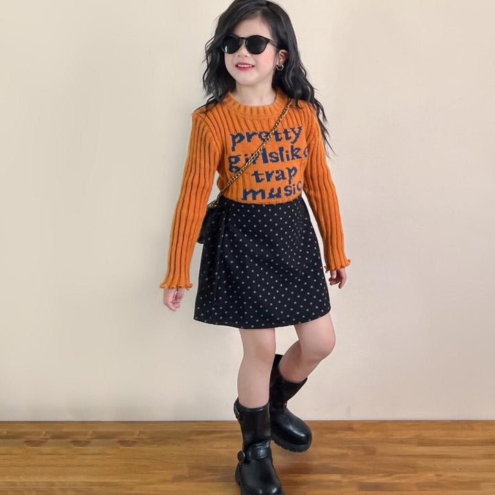 【90-140】フロントロゴリブニットトップス