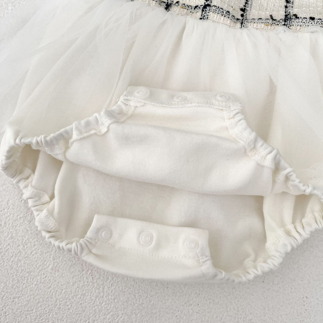 【73-100】ノースリーブチュールロンパース