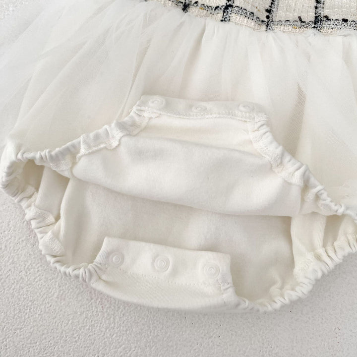 【73-100】ノースリーブチュールロンパース