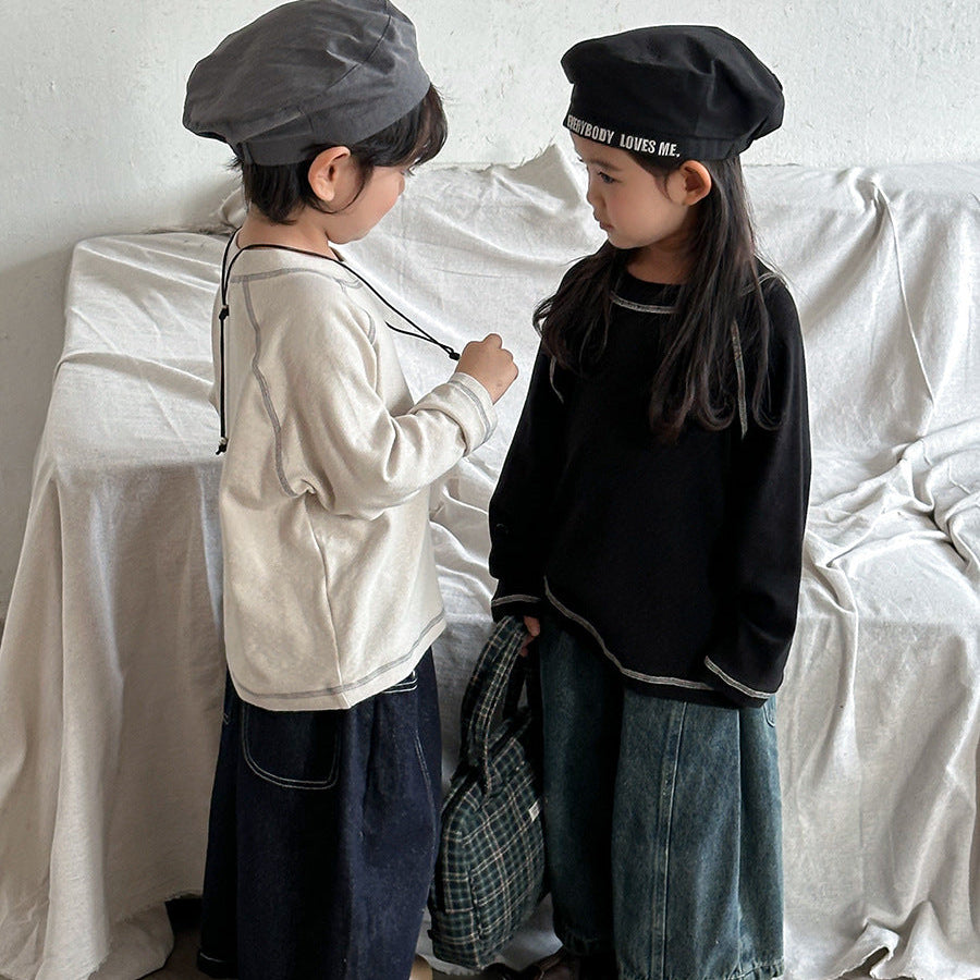 【80-140】ラインデザイン長袖カットソー