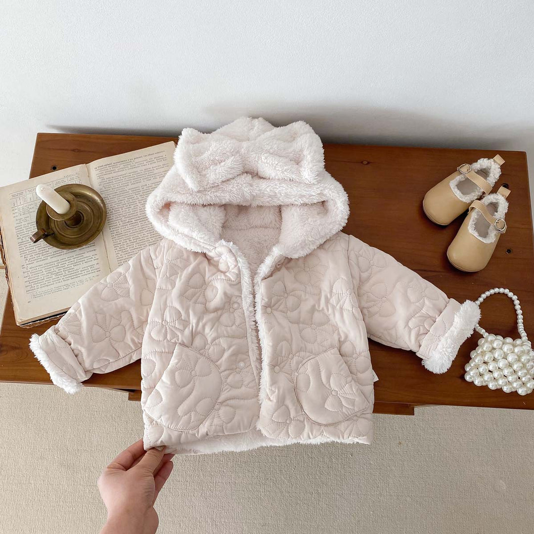 【73-100】リボンフード付きあったかジャケット