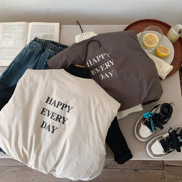 【90-140】バックロゴ中綿ベスト