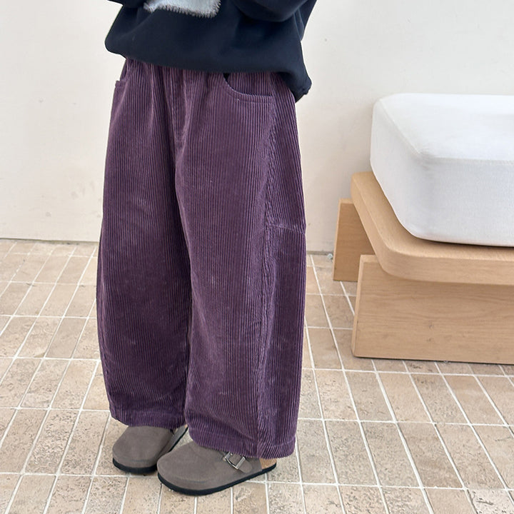 【90-150】シンプルコーデュロイワイドパンツ