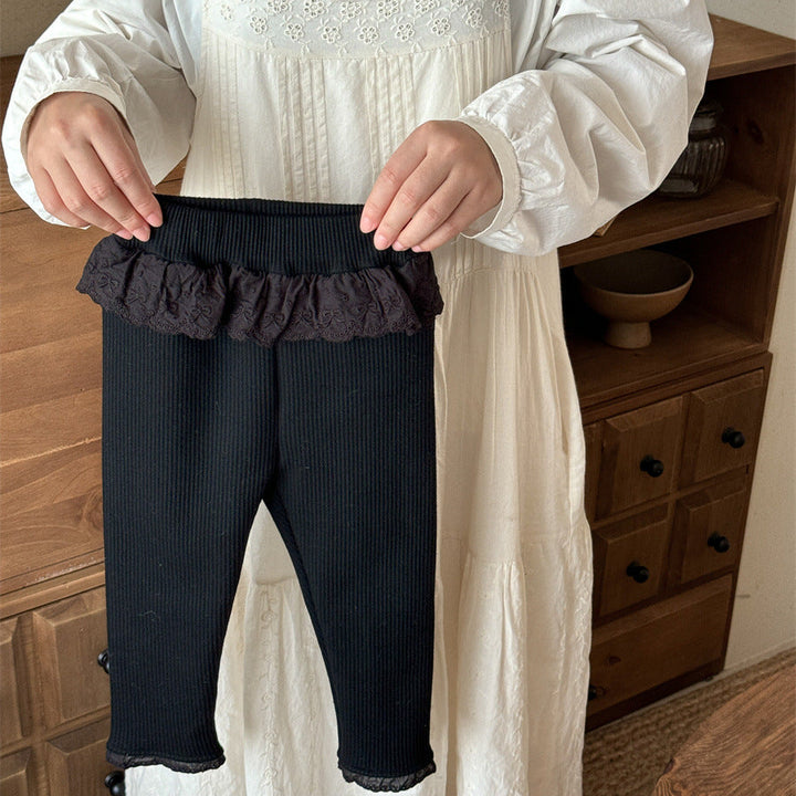 【90-140】ウエストレースあったかレギンスパンツ