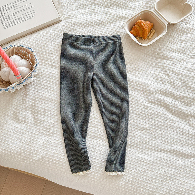 【80-140】裾レースレギンスパンツ