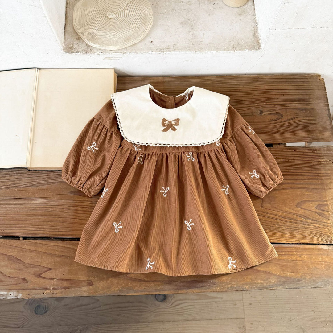 【73-120】リボンデザイン長袖ワンピース