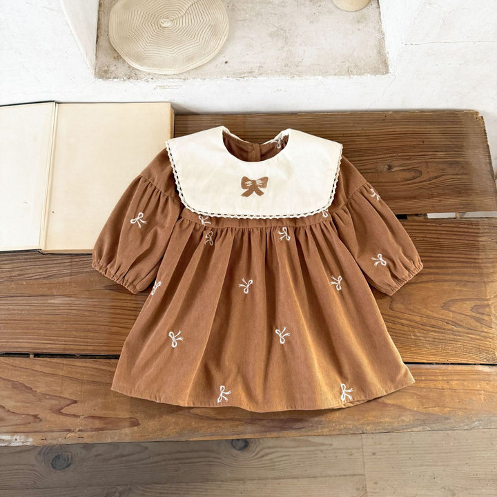 【73-120】リボンデザイン長袖ワンピース