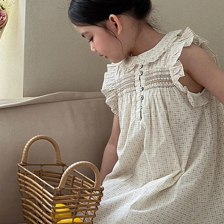 【90-150】総柄フリルデザインワンピース