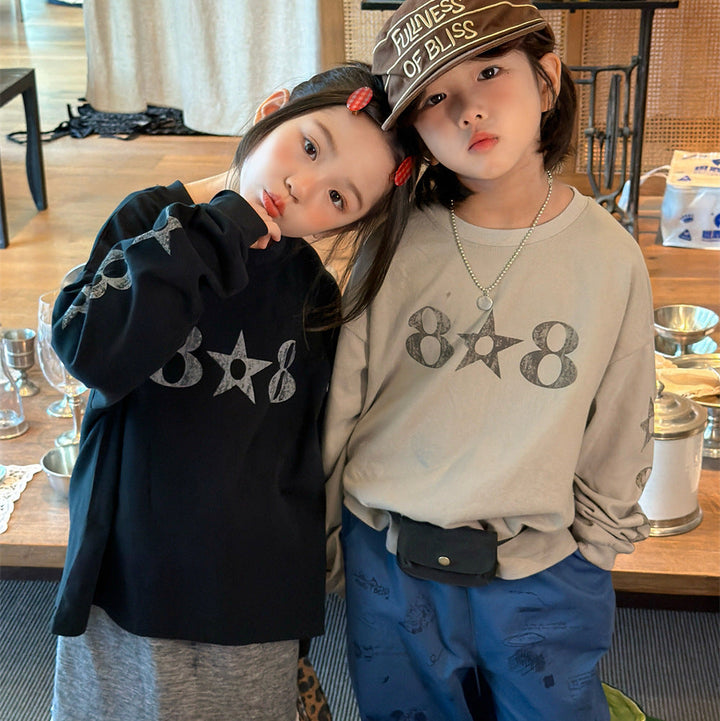 【90-150】スターデザイン長袖Tシャツ