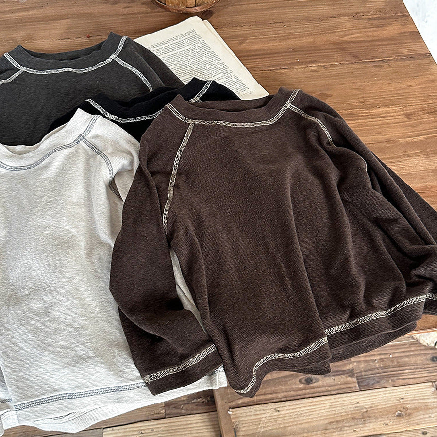 【80-140】ラインデザイン長袖カットソー