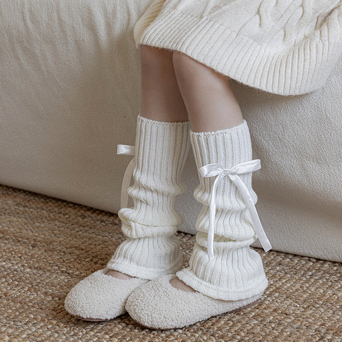 ワンポイントリボンレッグウォーマー