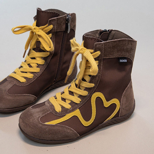 【16.0-22.0】ラインデザインレースアップブーツ