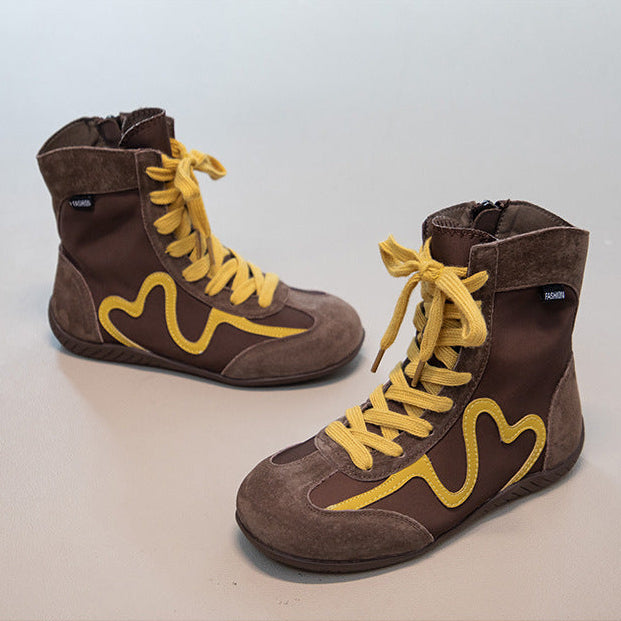 【16.0-22.0】ラインデザインレースアップブーツ