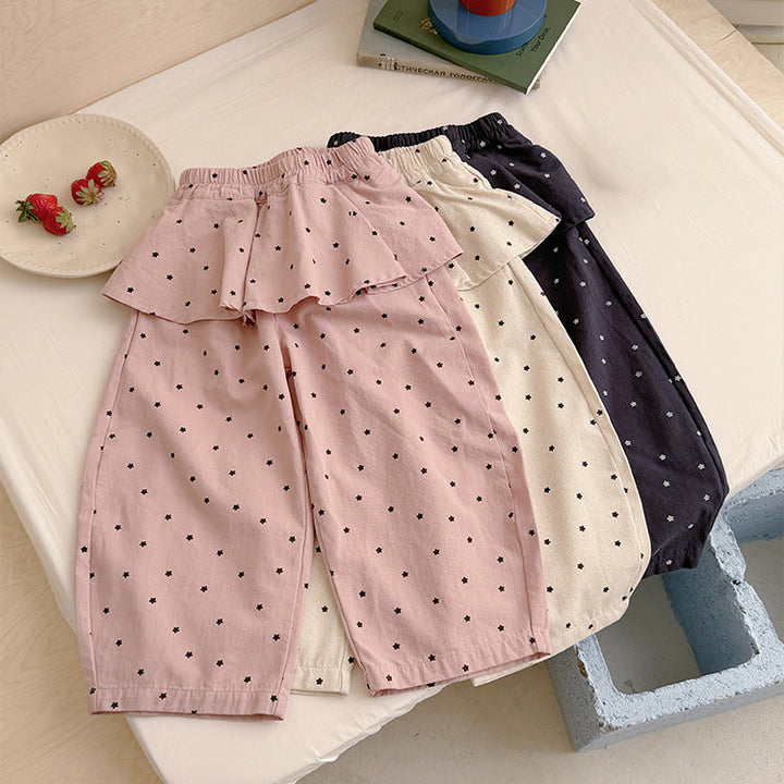 【90-150】レイヤード風星柄パンツ