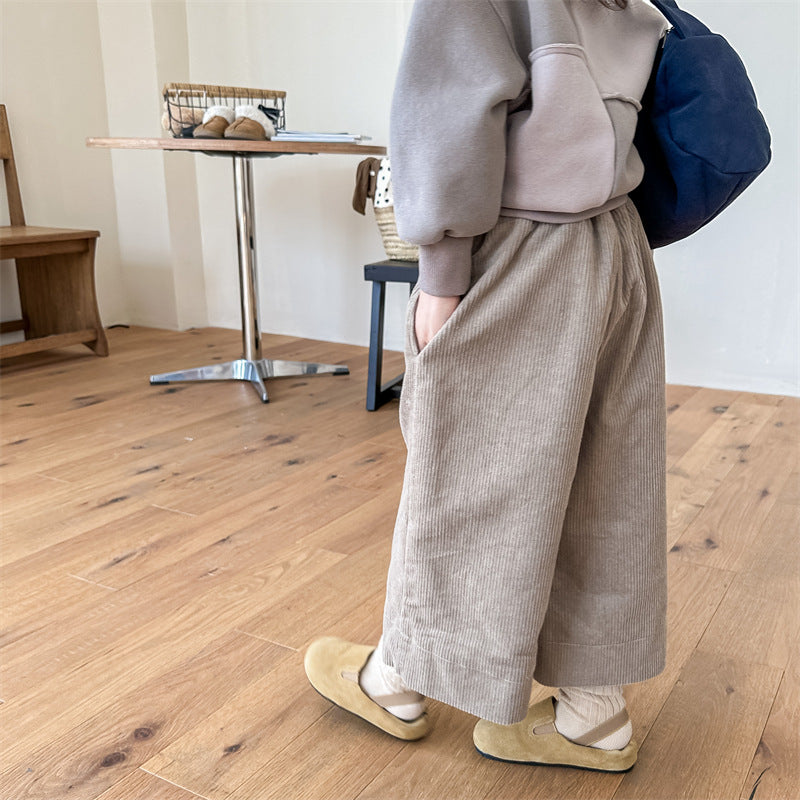 【80-130】コーデュロイワイドパンツ