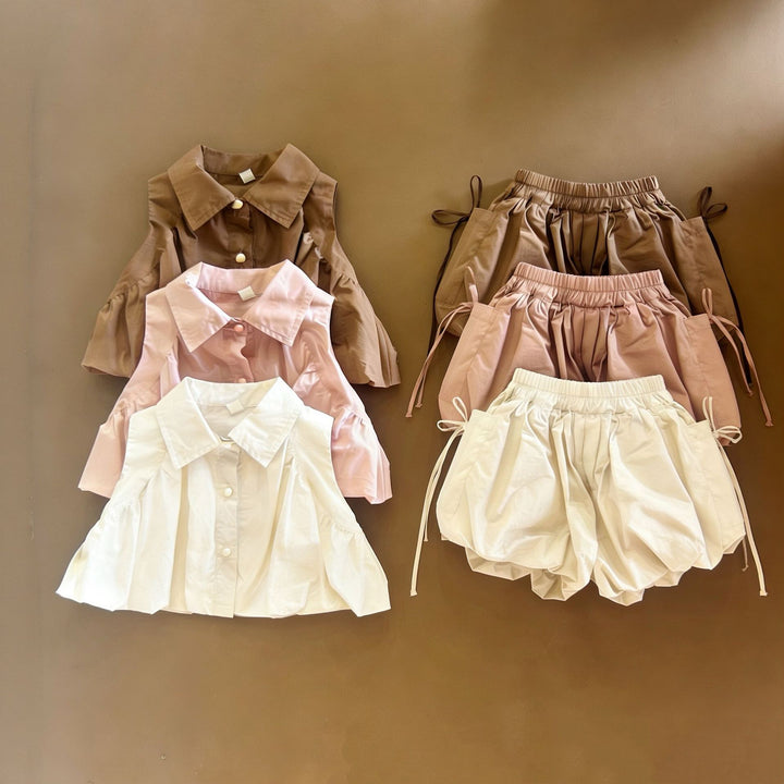 【73-120】ノースリーブシャツ×バルーンショートパンツセット