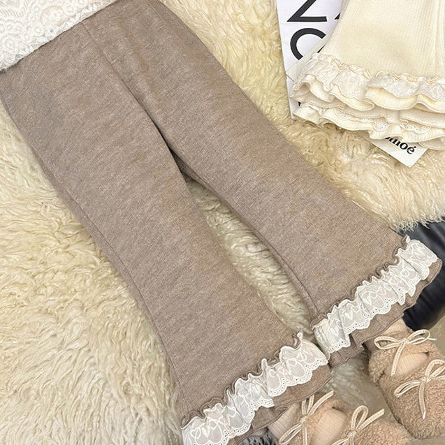 【90-140】レースヘムフレアロングパンツ