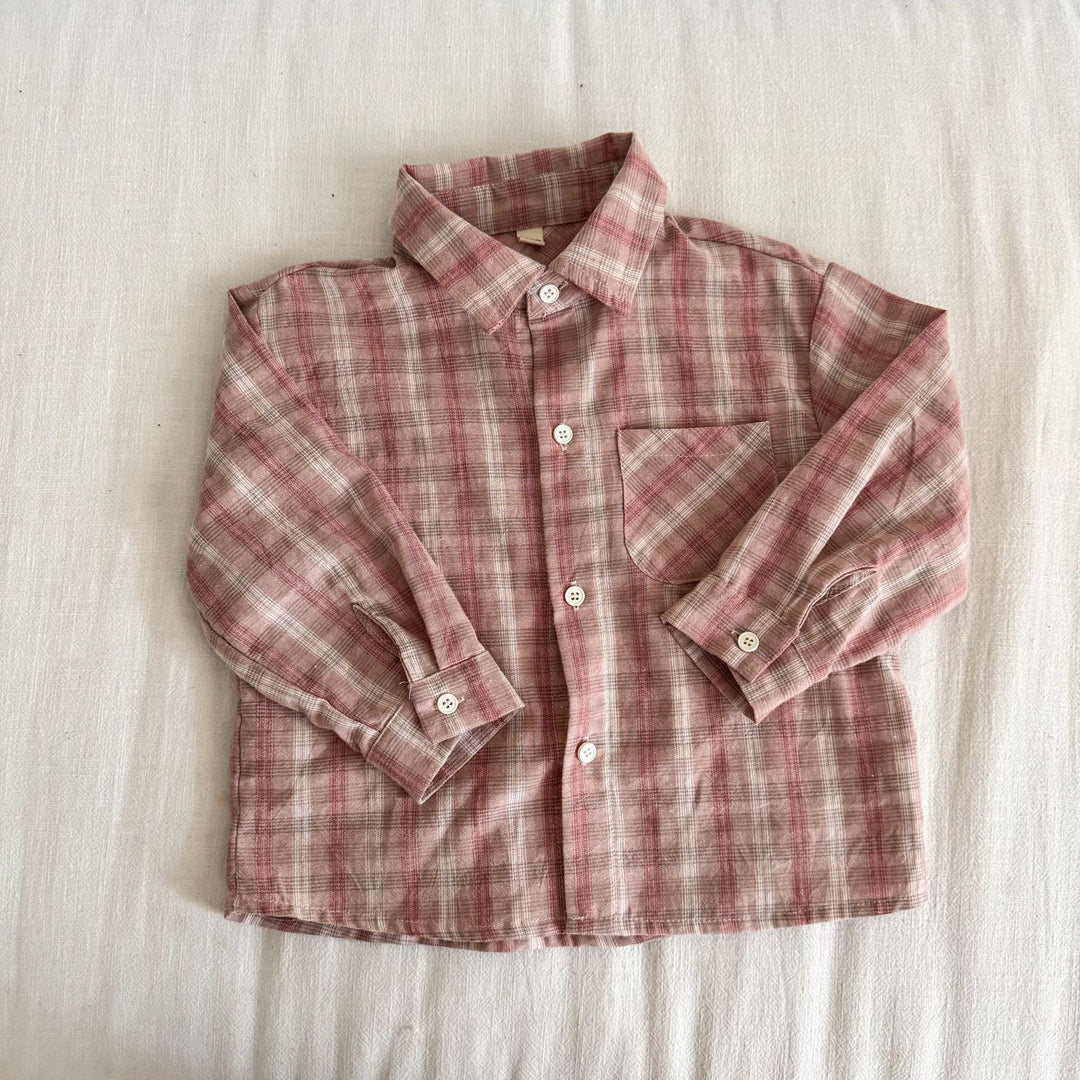 【80-150】チェック柄シンプルシャツ