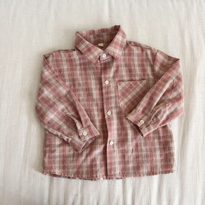 【80-150】チェック柄シンプルシャツ