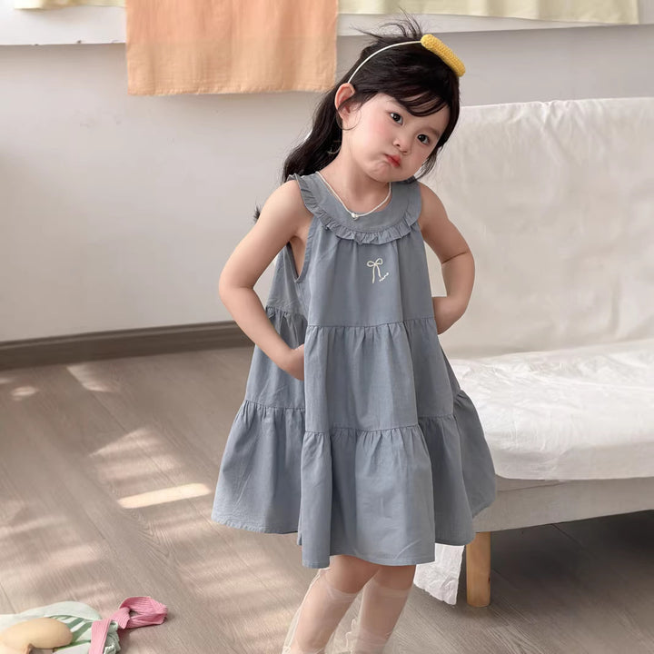 【90-140】ティアードノースリーブワンピース