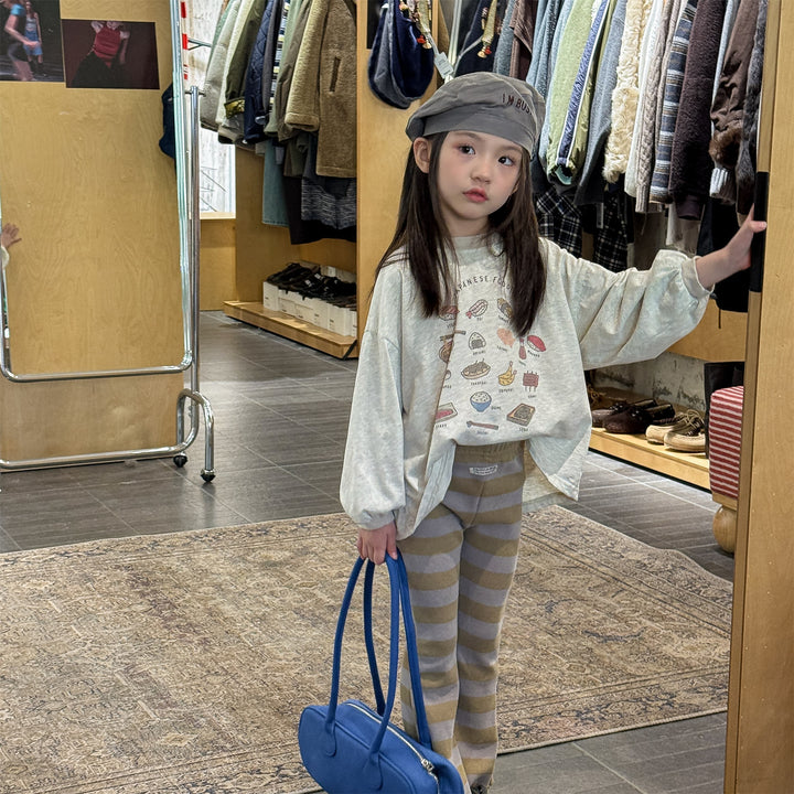 【80-130】太ボーダー柄フレアパンツ