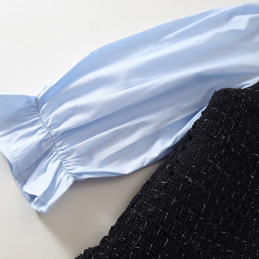 【90-140】ブラウスレイヤード風ワンピース