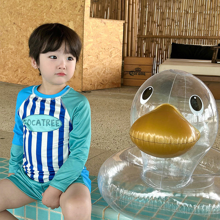 【85-155】ストライプ長袖セパレートスイムウェア