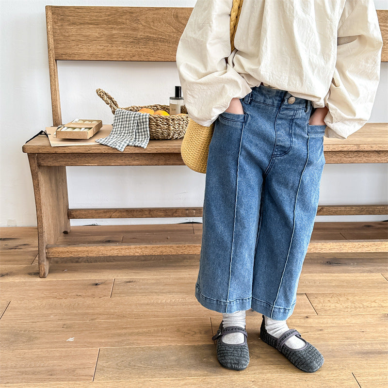 【80-130】センタープレスデニムパンツ