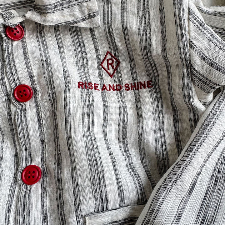 【80-150】ストライプデザイン半袖セットアップ