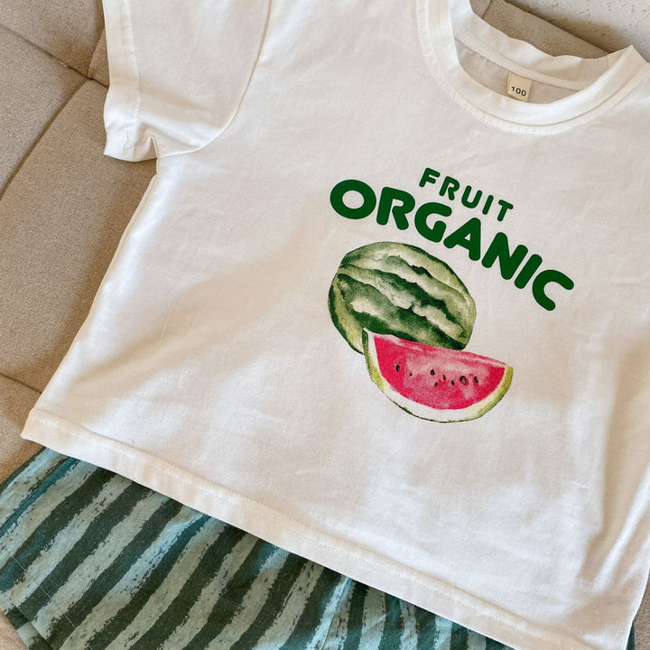 【80-150】スイカ柄半袖Ｔシャツ×ハーフパンツセット