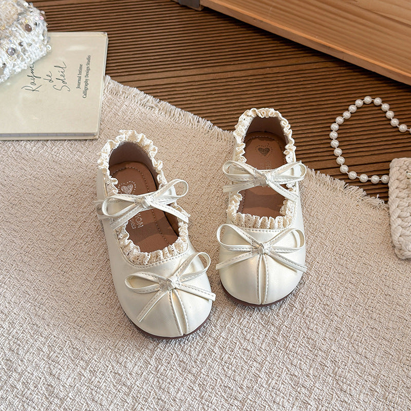 【14.5-21.5】リボン＆フリルデザインバレエシューズ