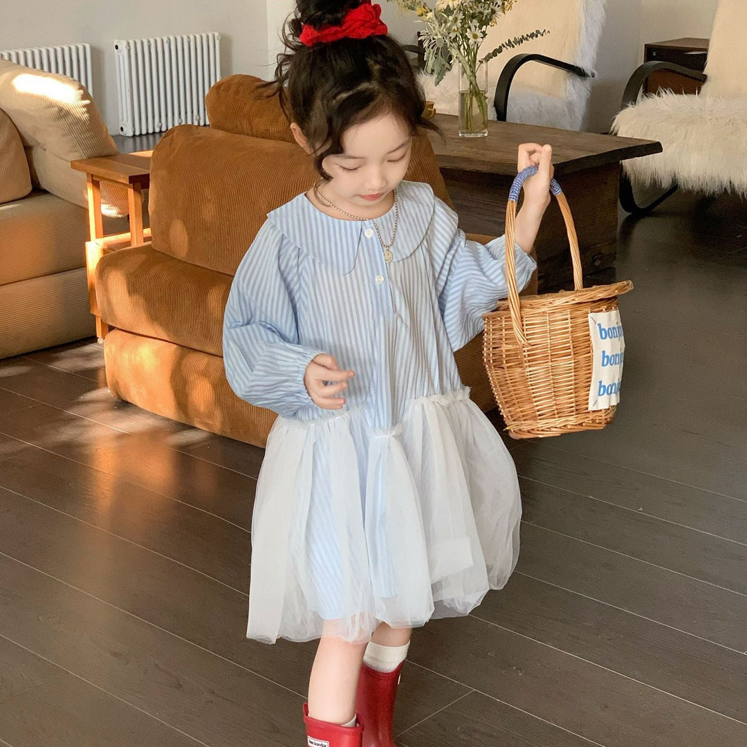 【90-140】襟付きデザイン切替ワンピース