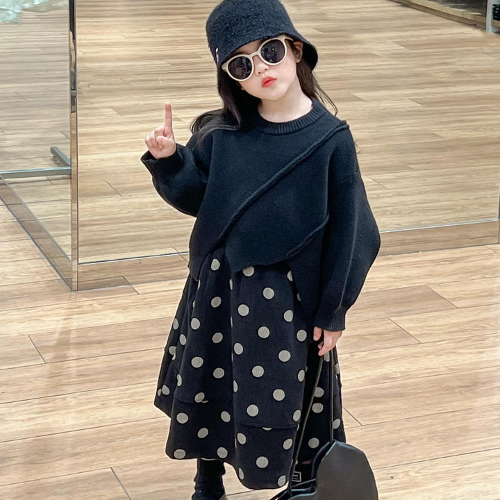 【90-140】アシンメトリーニットトップス