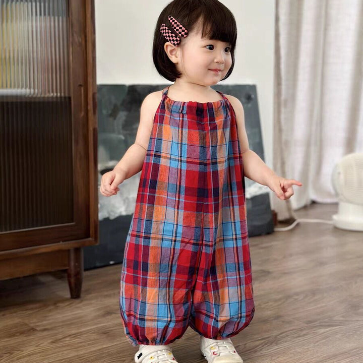 【80-130】マルチチェック柄オールインワン