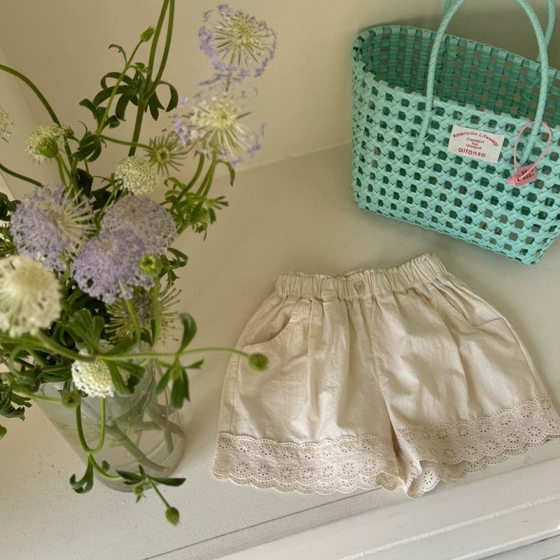 【90-140】レースヘムショートパンツ