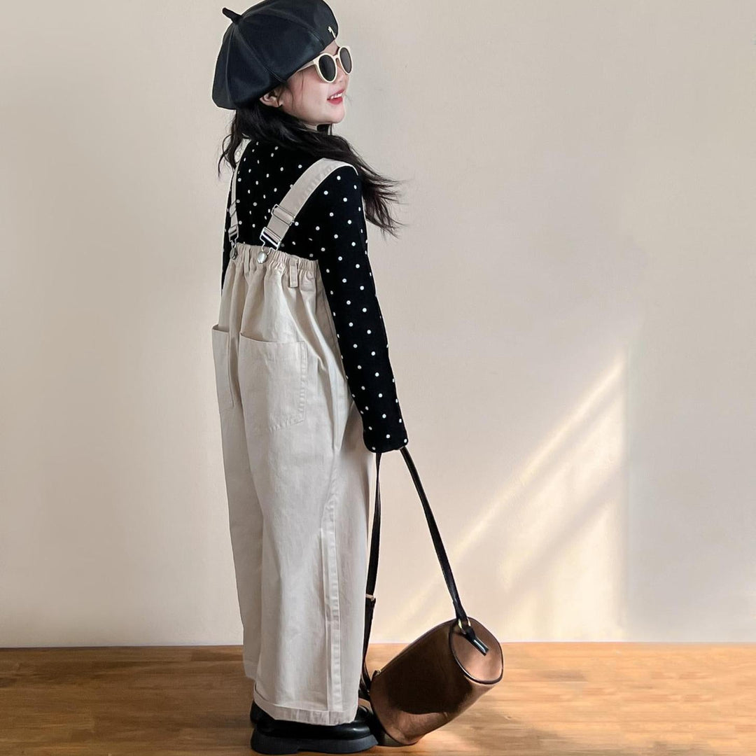 【90-140】ドット柄長袖トップス