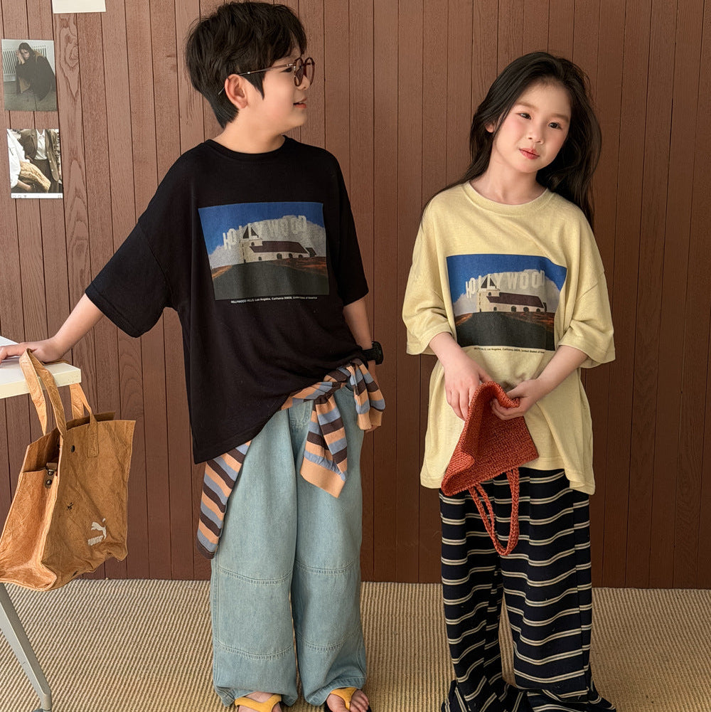 【100-150】HOLLY WOODデザインTシャツ