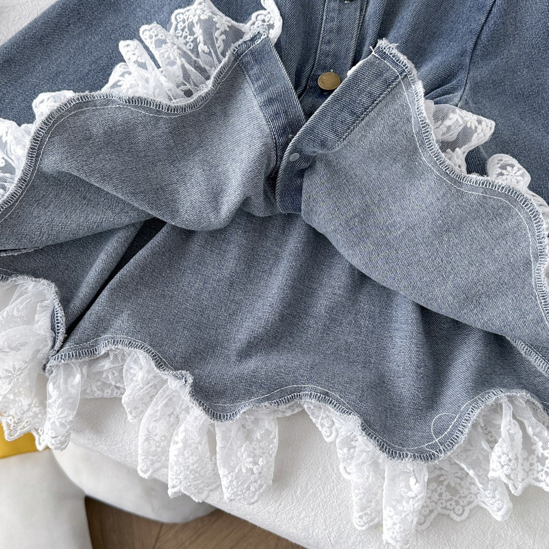 【90-150】レースヘムウエストギャザーワンピース