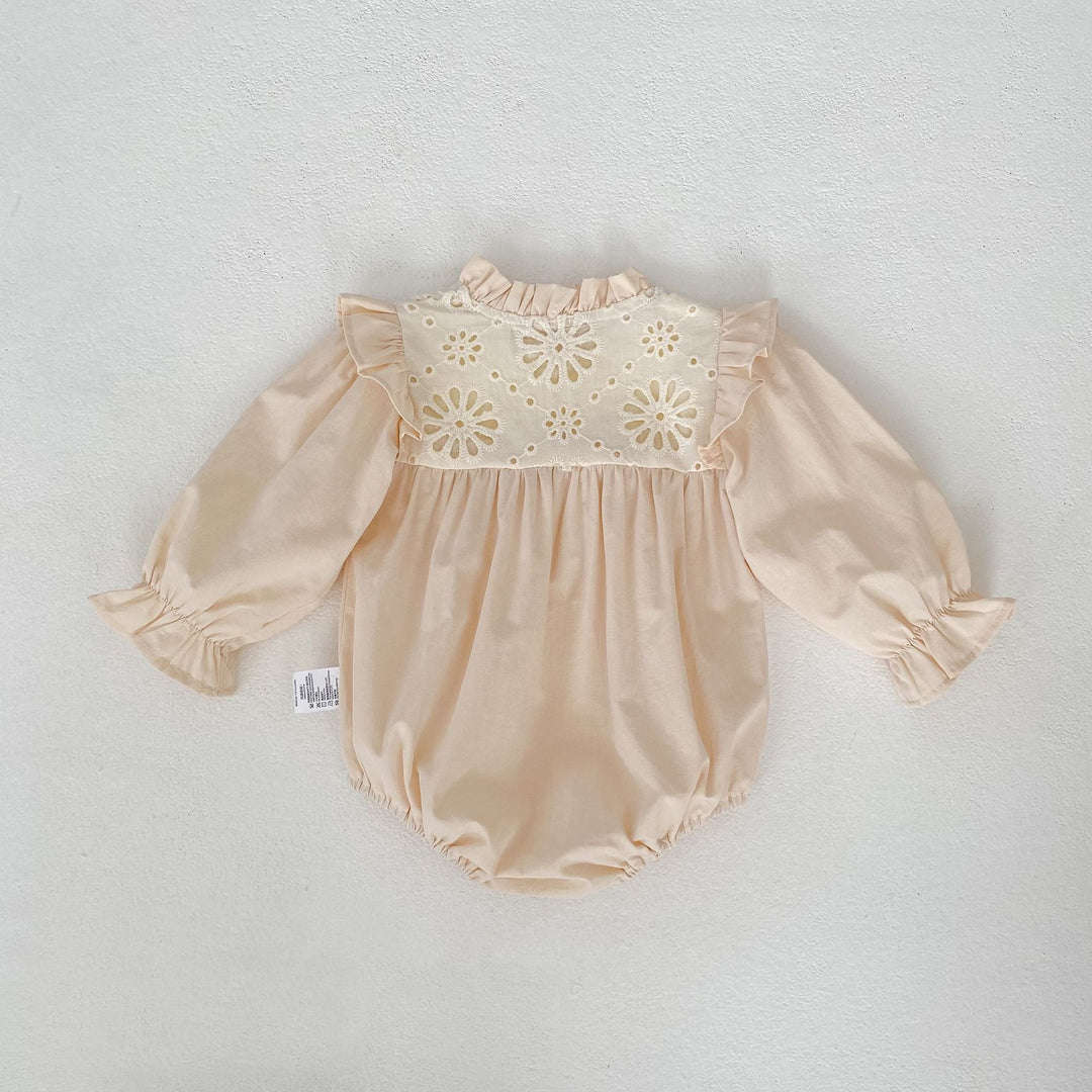 【73-100】フリルデザイン花柄ロンパース