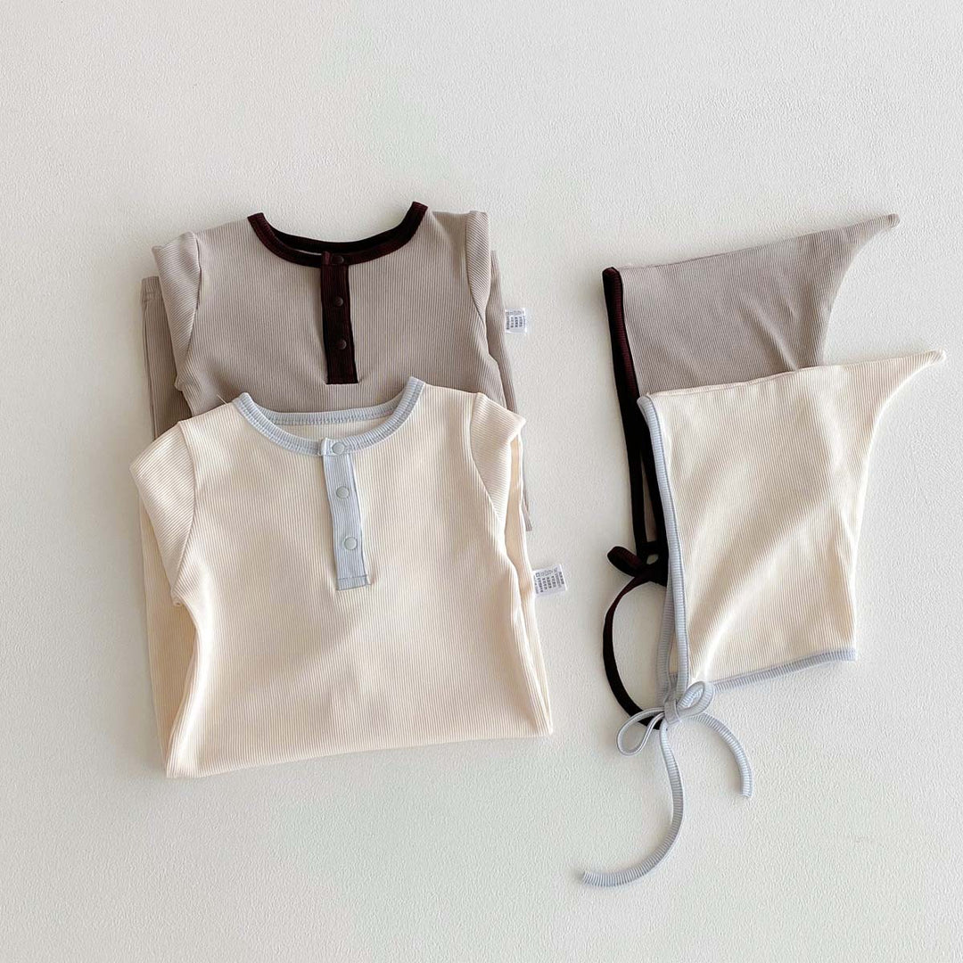 【73-90】帽子付き長袖ロンパース