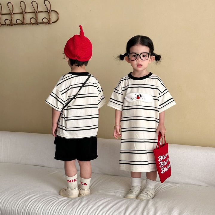 【80-150】フロントワッペンTシャツワンピース