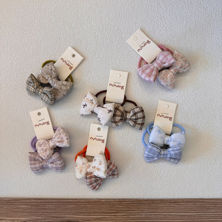 パターンプリントリボンヘアゴム