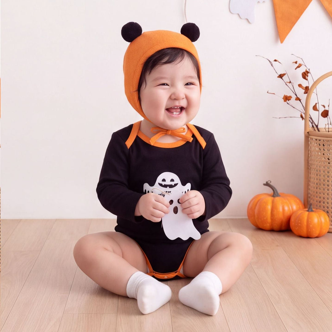 【73-90】ハロウィンデザイン長袖ロンパース