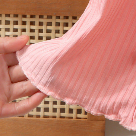 【90-130】リブフレアパンツ