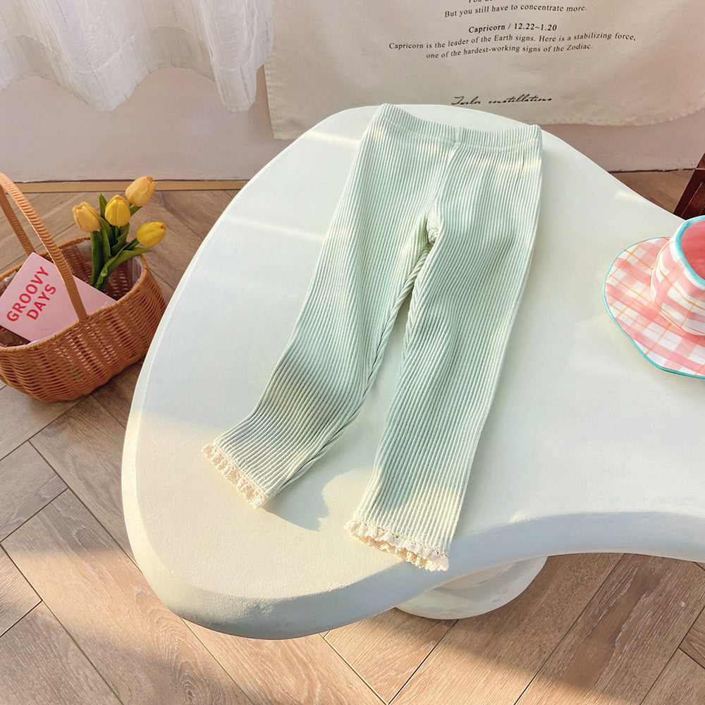 【80-140】裾レースレギンスパンツ