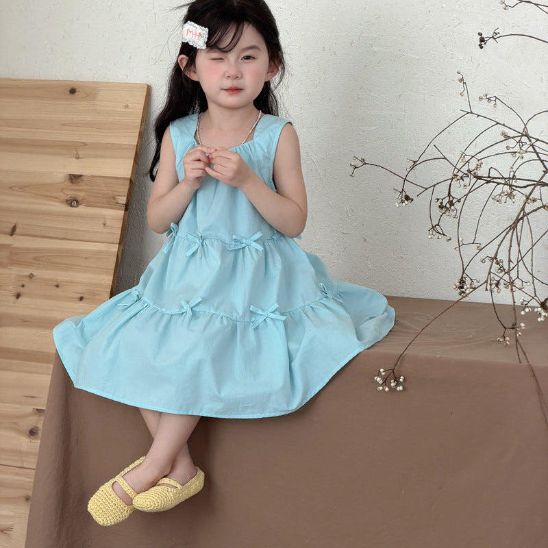 【90-140】リボンモチーフノースリワンピース