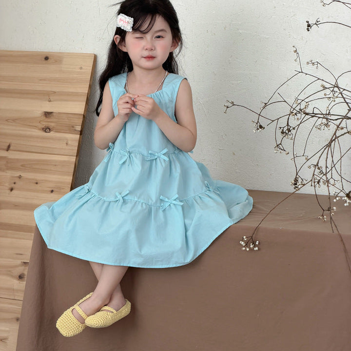 【90-140】リボンモチーフノースリワンピース