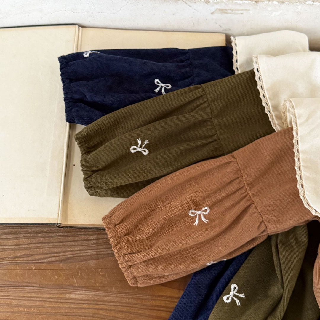 【73-120】リボンデザイン長袖ワンピース