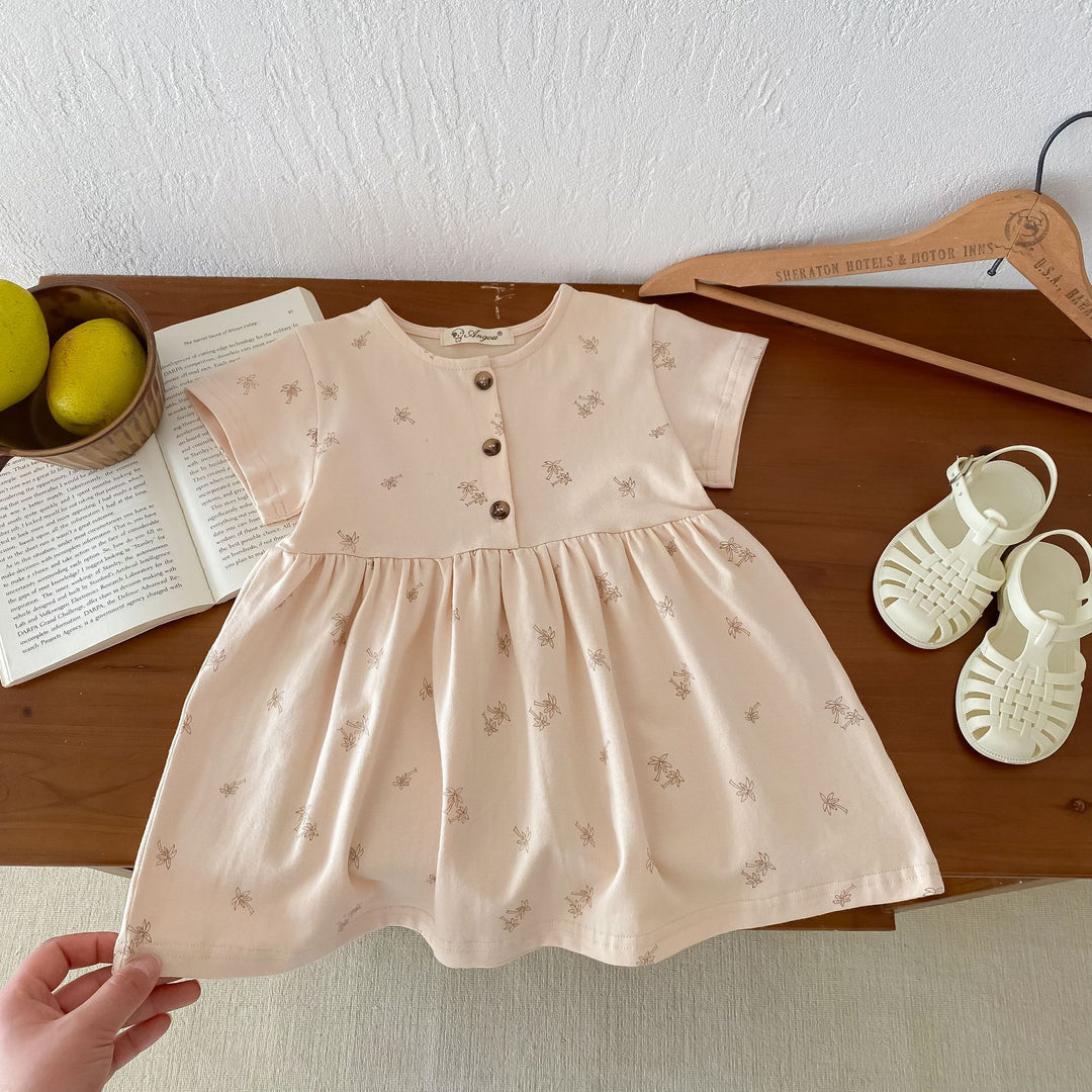 【80-130】パームツリー半袖ワンピース