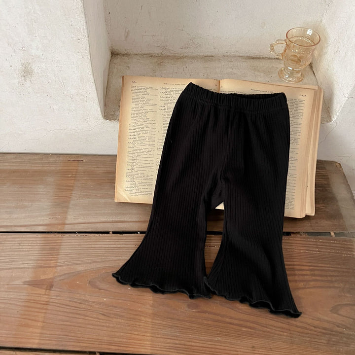 【73-120】シンプルリブフレアパンツ